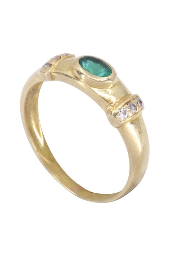BAGUE MODERNE ÉMERAUDE ET DIAMANTS — vue 3