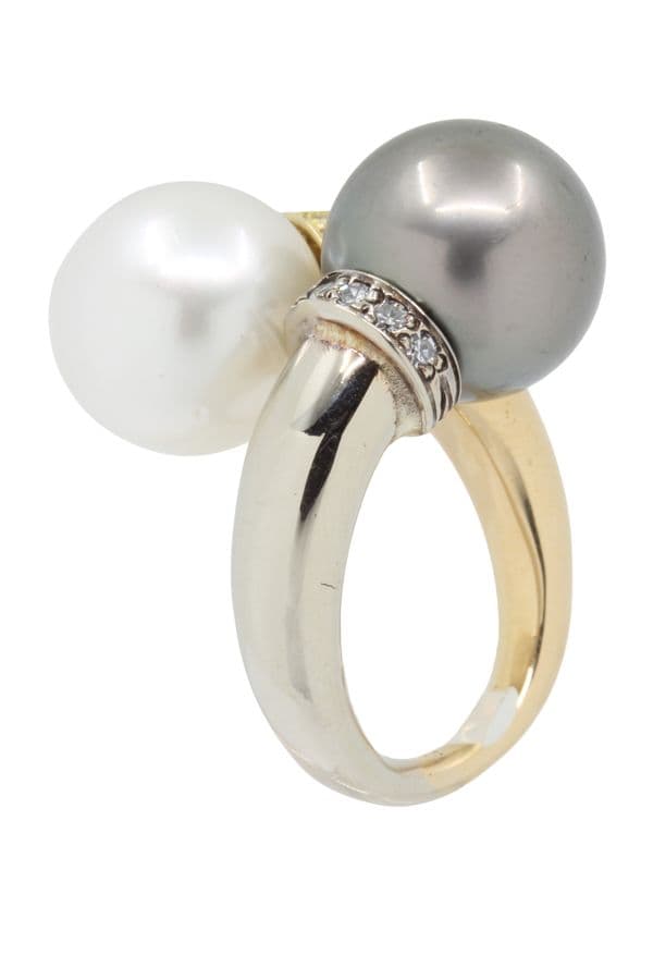 BAGUE TOI ET MOI PERLES ET DIAMANTS — vue 4