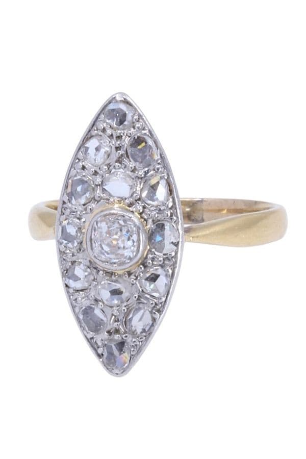 BAGUE MARQUISE DIAMANTS ART-NOUVEAU — vue 5