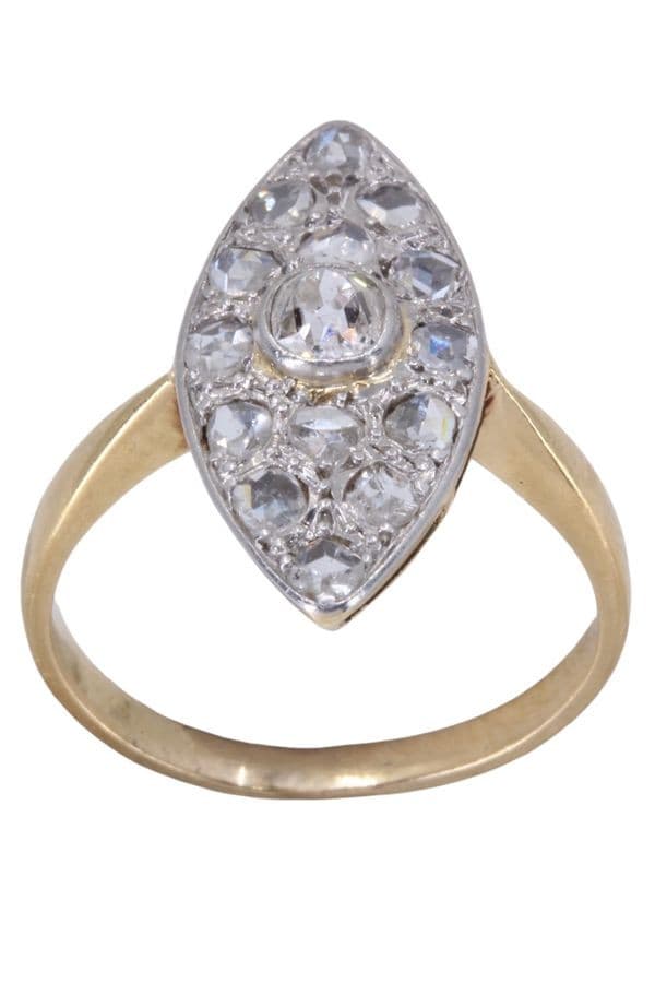 BAGUE MARQUISE DIAMANTS ART-NOUVEAU — vue 1