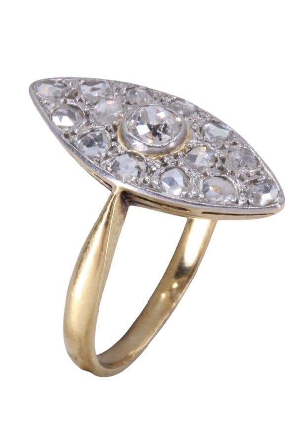 BAGUE MARQUISE DIAMANTS ART-NOUVEAU — vue 3