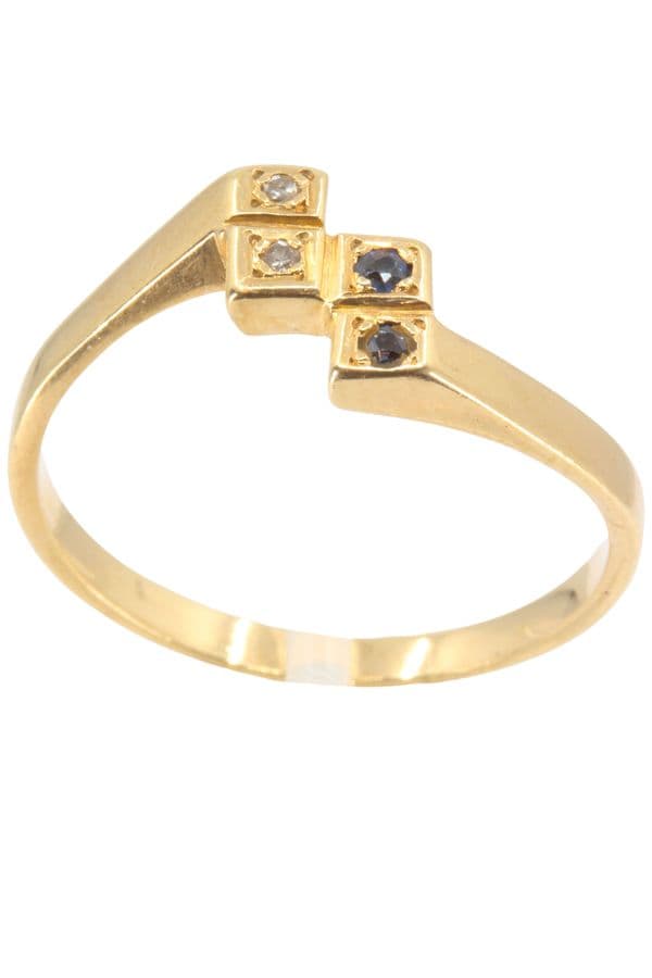 BAGUE ANCIENNE SAPHIRS ET DIAMANTS