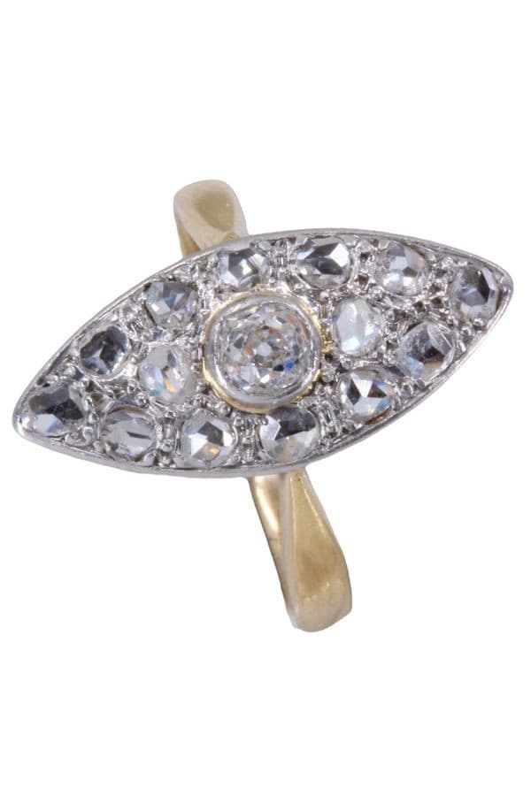 BAGUE MARQUISE DIAMANTS ART-NOUVEAU — vue 4