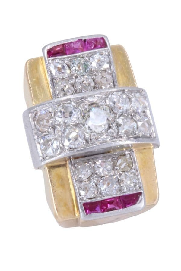 BAGUE TANK RUBIS ET DIAMANTS — vue 4