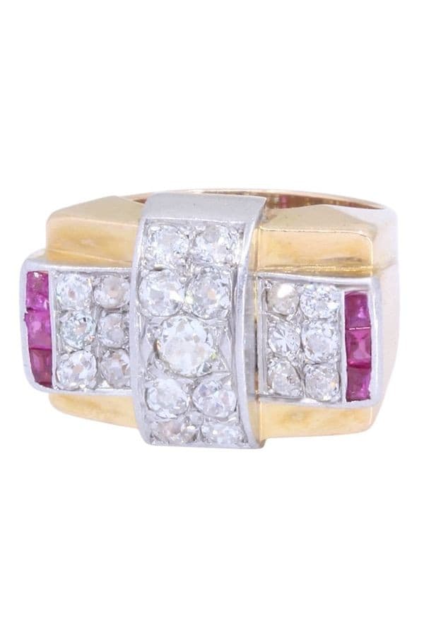 BAGUE TANK RUBIS ET DIAMANTS — vue 6