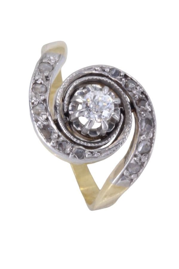 BAGUE TOURBILLON DIAMANTS ART-NOUVEAU — vue 4