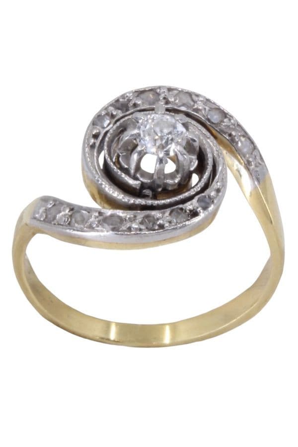 BAGUE TOURBILLON DIAMANTS ART-NOUVEAU — vue 1
