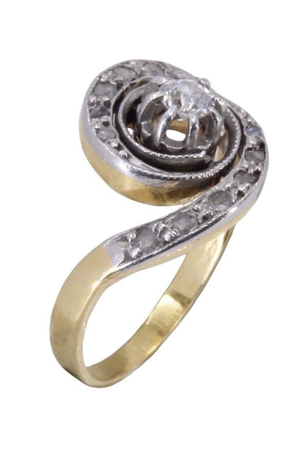BAGUE TOURBILLON DIAMANTS ART-NOUVEAU — vue 3