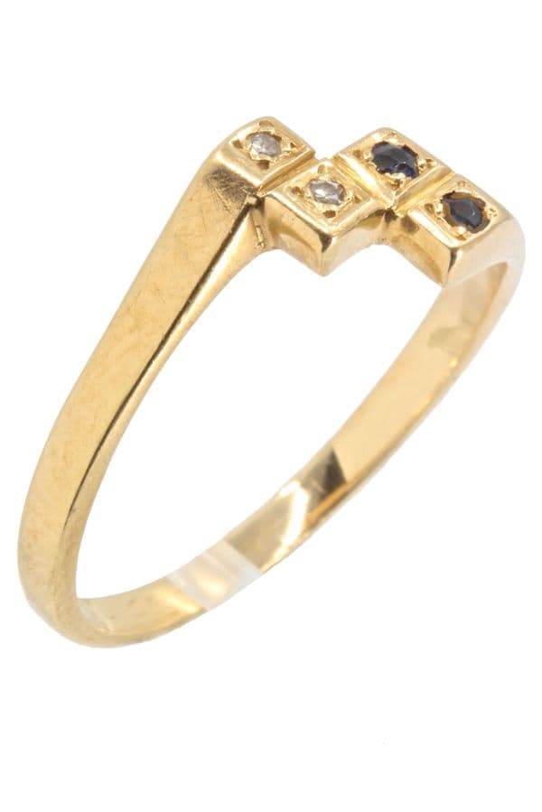 BAGUE ANCIENNE SAPHIRS ET DIAMANTS — vue 3