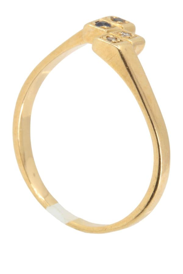 BAGUE ANCIENNE SAPHIRS ET DIAMANTS — vue 4