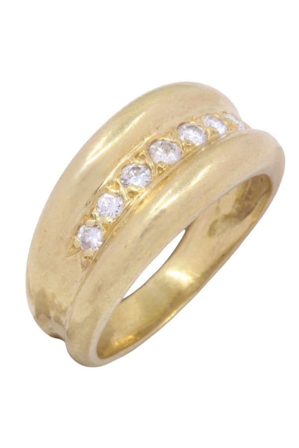 BAGUE JONC GODRONNÉE DIAMANTS — vue 3