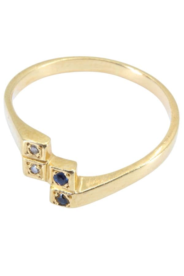 BAGUE ANCIENNE SAPHIRS ET DIAMANTS — vue 5