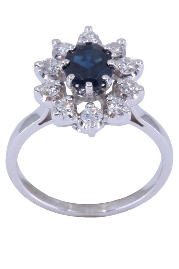 BAGUE MARGUERITE SAPHIR ET DIAMANTS — vue 1