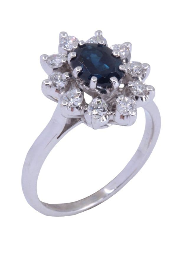 BAGUE MARGUERITE SAPHIR ET DIAMANTS — vue 4