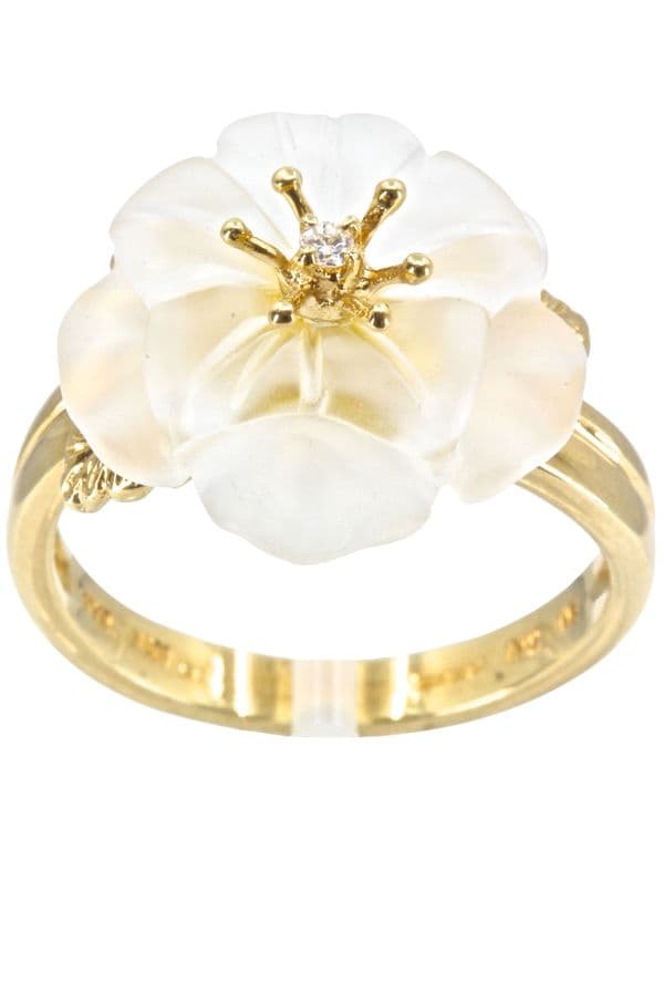 BAGUE FLEUR VERRE ET DIAMANT — vue 1