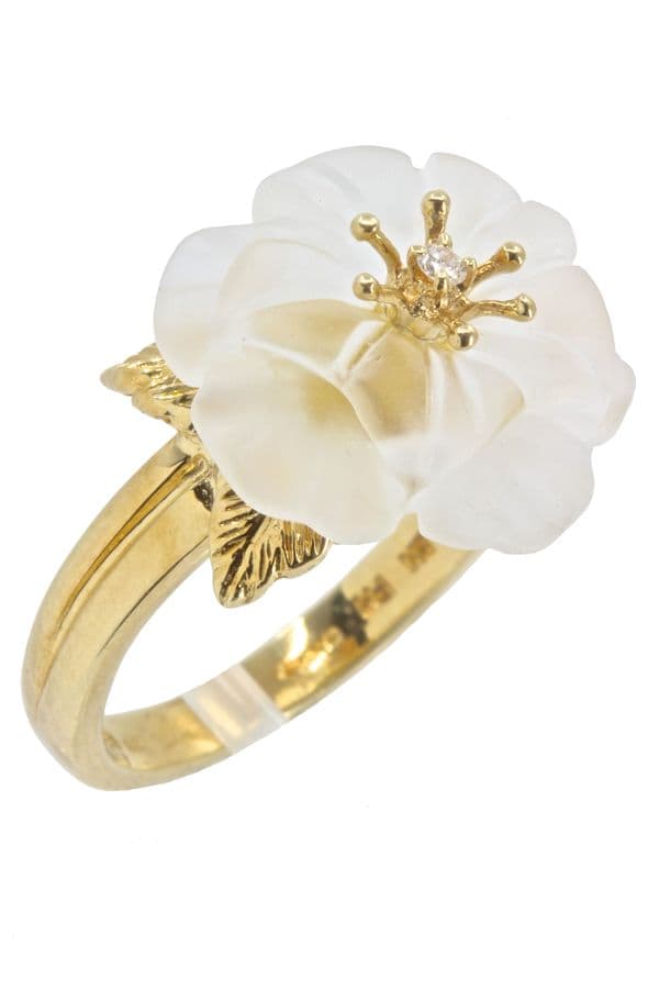 BAGUE FLEUR VERRE ET DIAMANT — vue 2