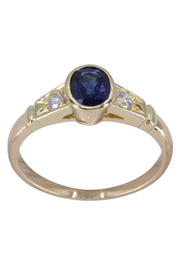 BAGUE SAPHIR ET DIAMANTS — vue 1
