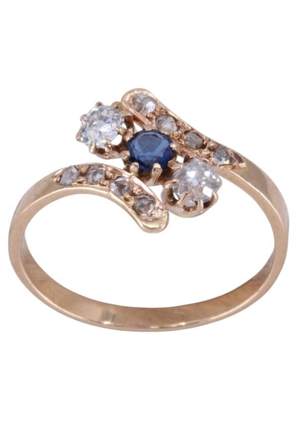 BAGUE SAPHIR ET DIAMANTS NAPOLOÉON III — vue 1