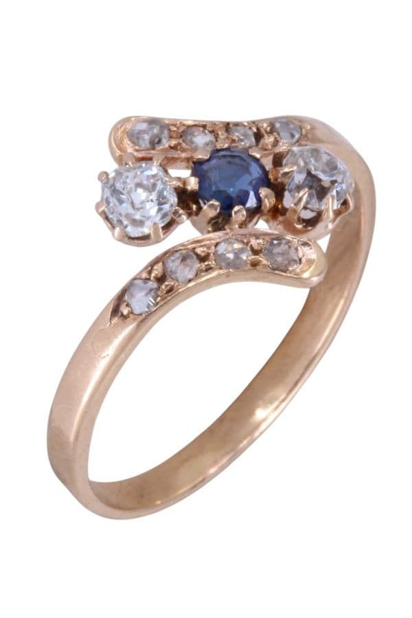 BAGUE SAPHIR ET DIAMANTS NAPOLOÉON III — vue 3