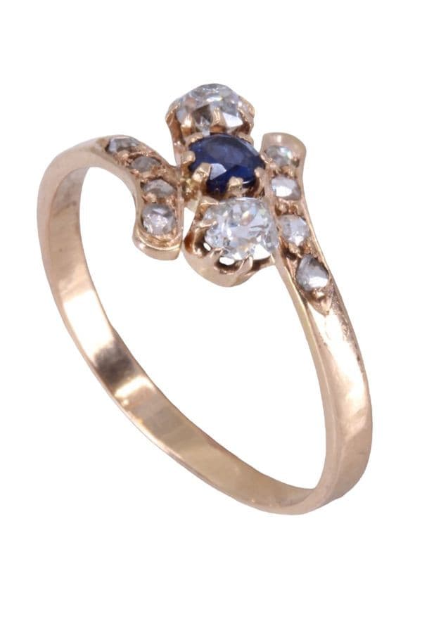 BAGUE SAPHIR ET DIAMANTS NAPOLOÉON III — vue 5
