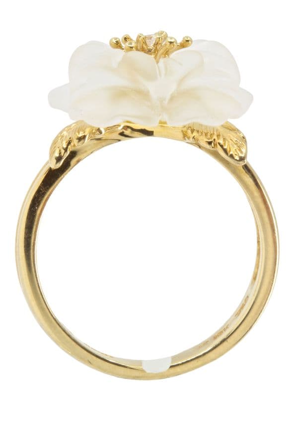 BAGUE FLEUR VERRE ET DIAMANT — vue 4