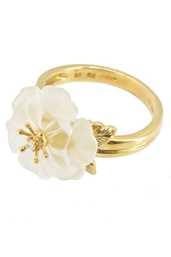 BAGUE FLEUR VERRE ET DIAMANT — vue 5