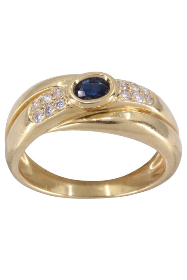 BAGUE SAPHIR ET DIAMANTS — vue 1