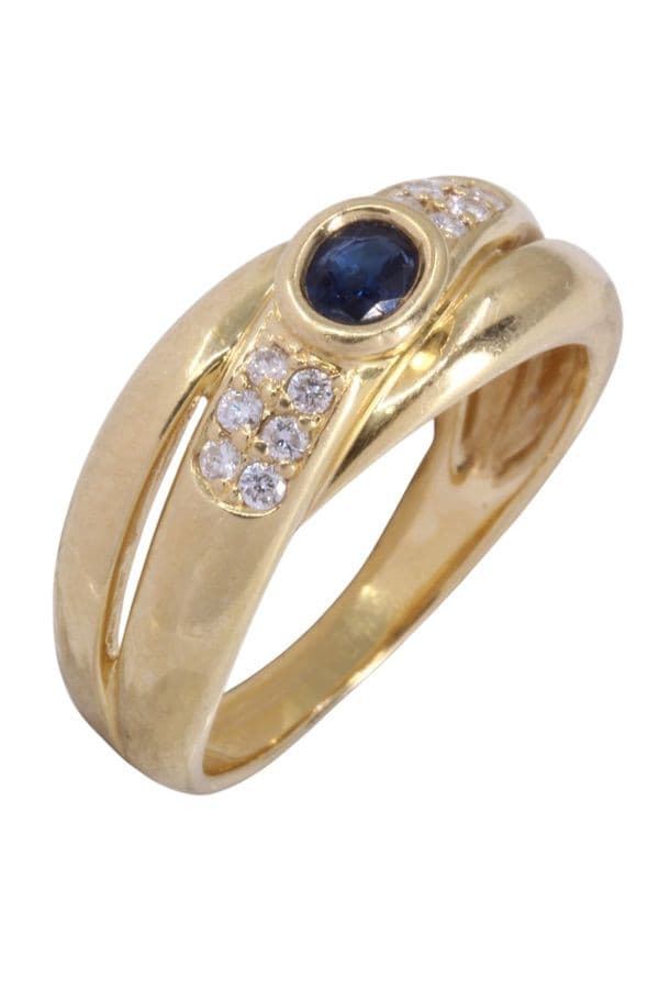 BAGUE SAPHIR ET DIAMANTS — vue 3