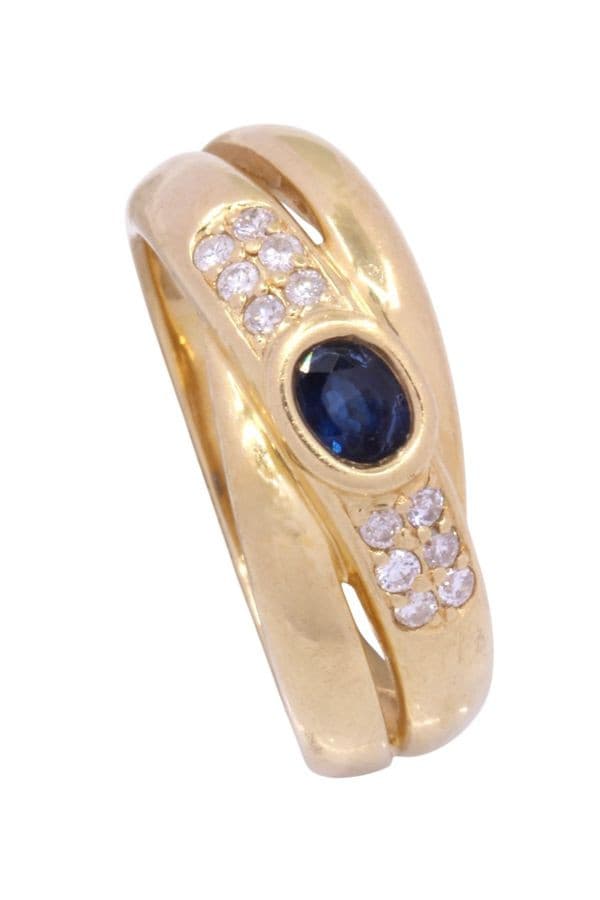 BAGUE SAPHIR ET DIAMANTS — vue 4