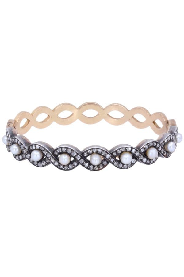 BRACELET ART-NOUVEAU PERLES ET DIAMANTS — vue 1