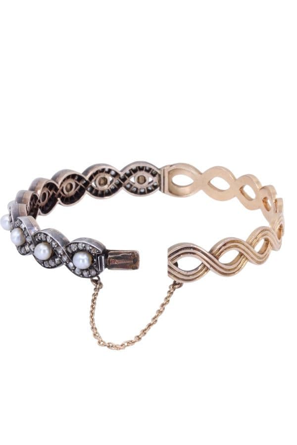 BRACELET ART-NOUVEAU PERLES ET DIAMANTS — vue 4