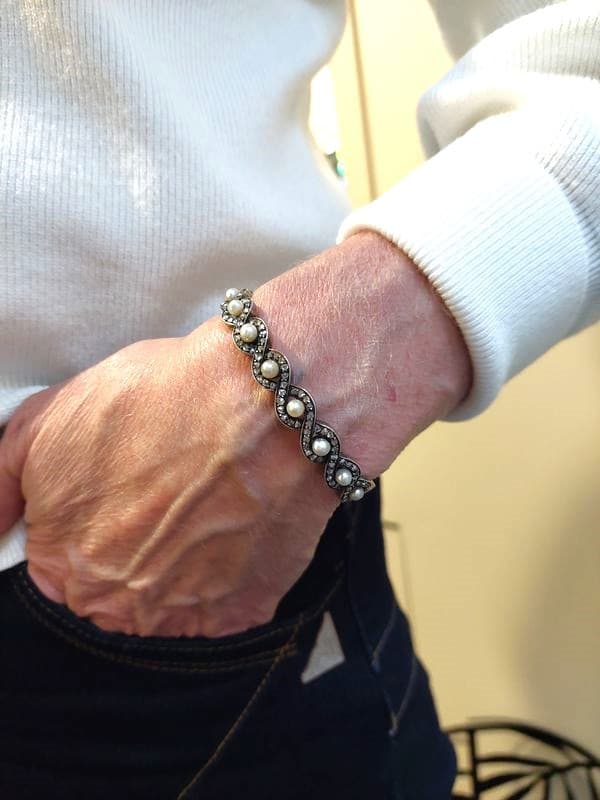 BRACELET ART-NOUVEAU PERLES ET DIAMANTS — vue 2