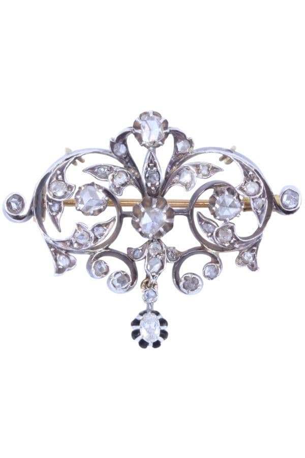 BROCHE ART-NOUVEAU DIAMANTS — vue 1