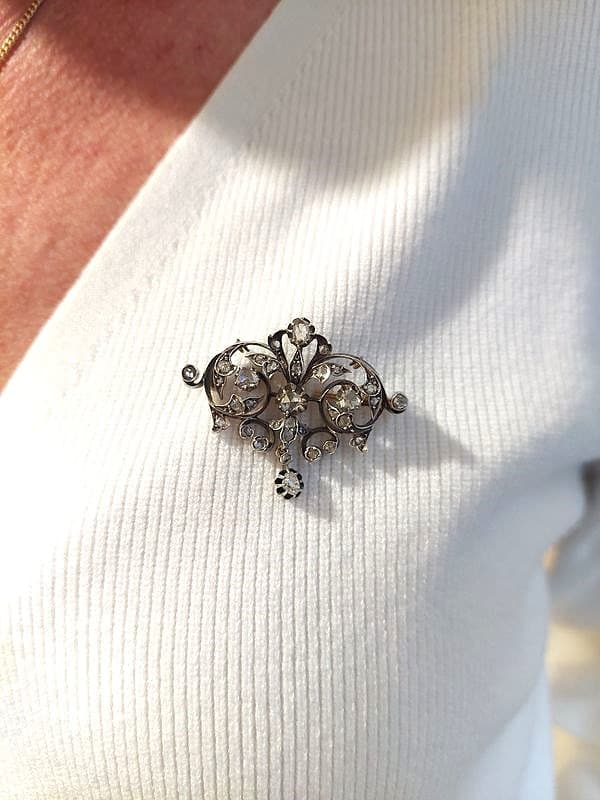 BROCHE ART-NOUVEAU DIAMANTS — vue 2