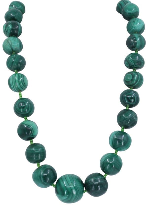 COLLIER BOULES EN MALACHITE — vue 1