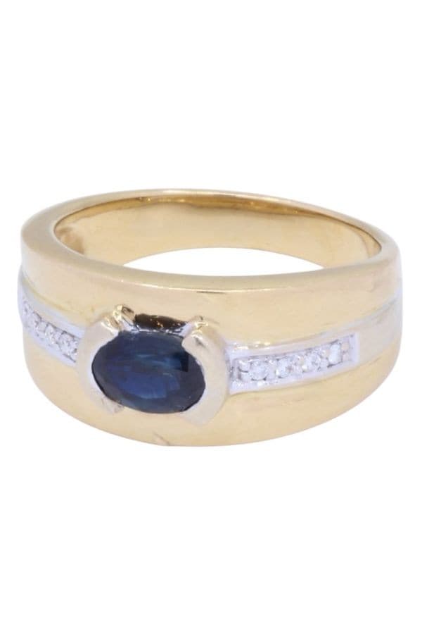 BAGUE MODERNE SAPHIR ET DIAMANTS — vue 6