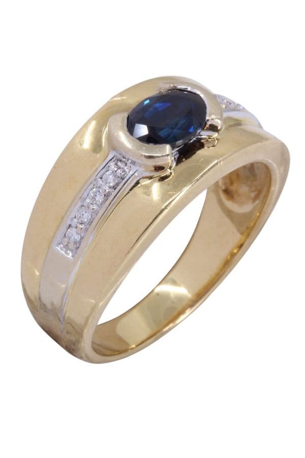 BAGUE MODERNE SAPHIR ET DIAMANTS — vue 3