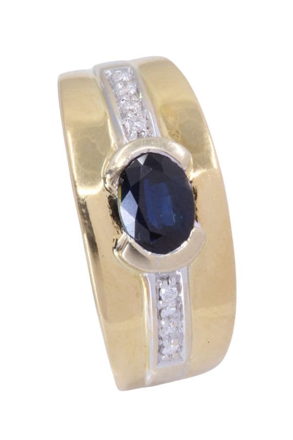 BAGUE MODERNE SAPHIR ET DIAMANTS — vue 5