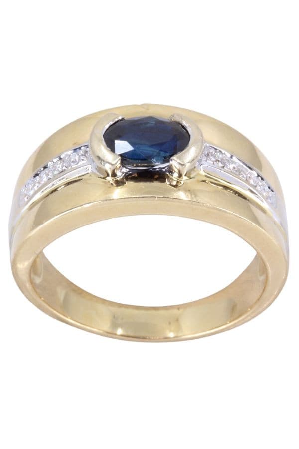 BAGUE MODERNE SAPHIR ET DIAMANTS — vue 1