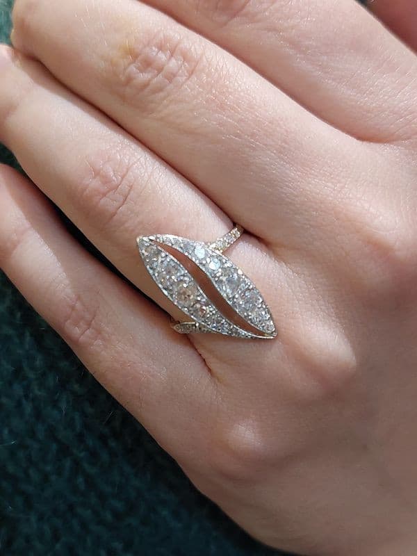 BAGUE MARQUISE ART-NOUVEAU — vue 2