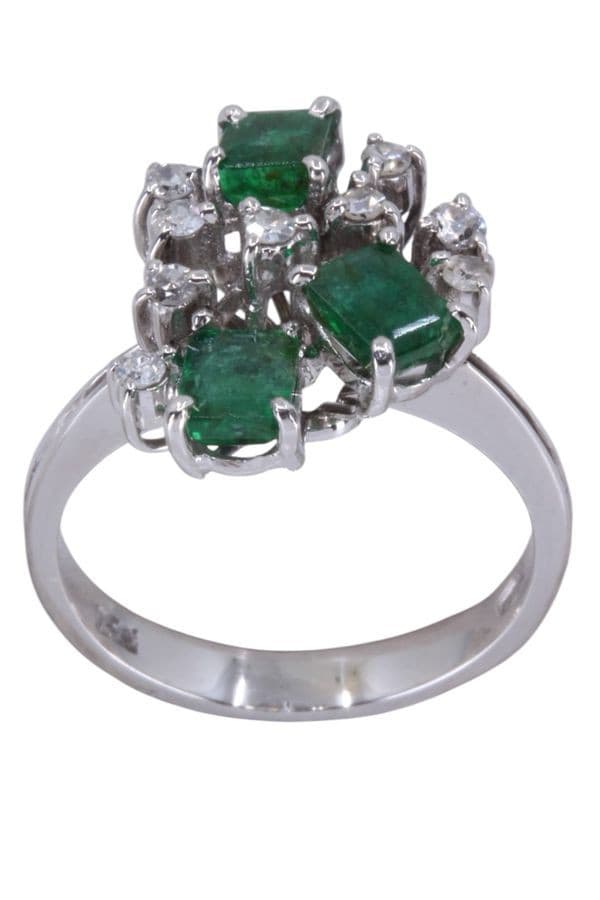 BAGUE ÉMERAUDES ET DIAMANTS ANNÉES 50' — vue 1