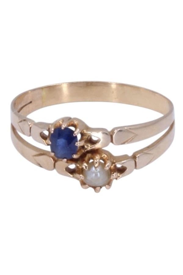 BAGUE TOI ET MOI NAPOLÉON III PERLE ET SAPHIR — vue 6
