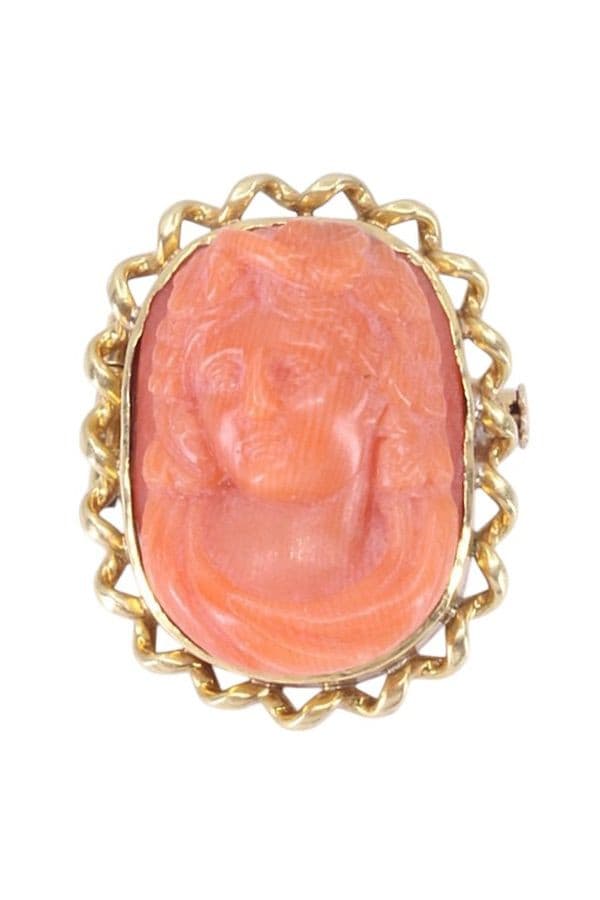 BROCHE CAMÉE CORAIL — vue 1