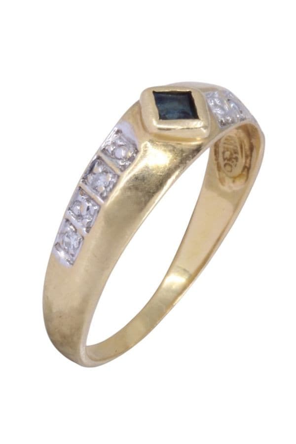 BAGUE MODERNE SAPHIR ET DIAMANTS — vue 4
