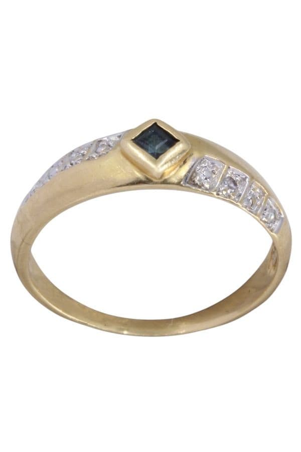 BAGUE MODERNE SAPHIR ET DIAMANTS — vue 1