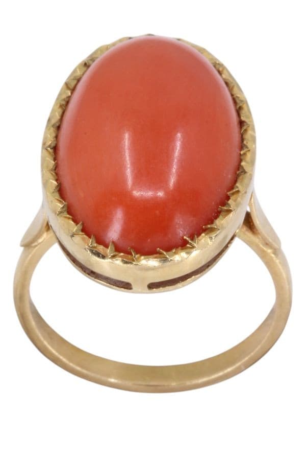 BAGUE ANCIENNE CORAIL — vue 1