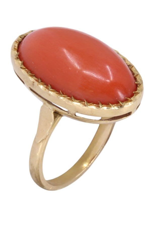 BAGUE ANCIENNE CORAIL — vue 2