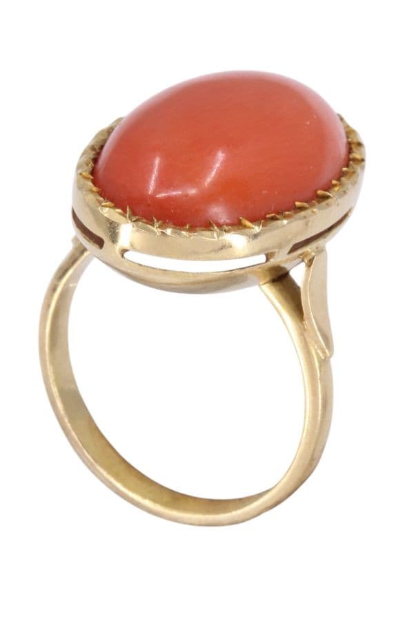 BAGUE ANCIENNE CORAIL — vue 3