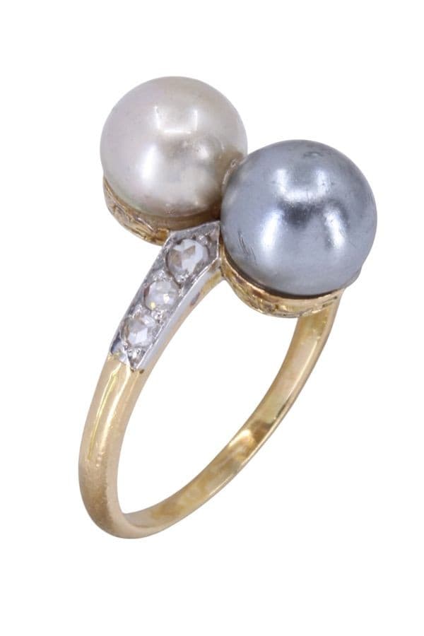 BAGUE PERLES ET DIAMANTS ART-NOUVEAU — vue 4