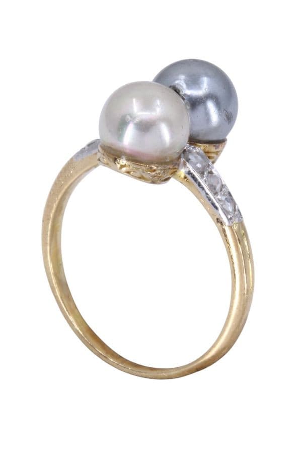 BAGUE PERLES ET DIAMANTS ART-NOUVEAU — vue 3
